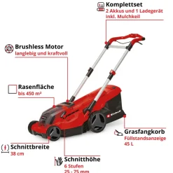 Outlet Einhell Akku-Rasenmaeher GP-CM 36/450 2x4,0Ah