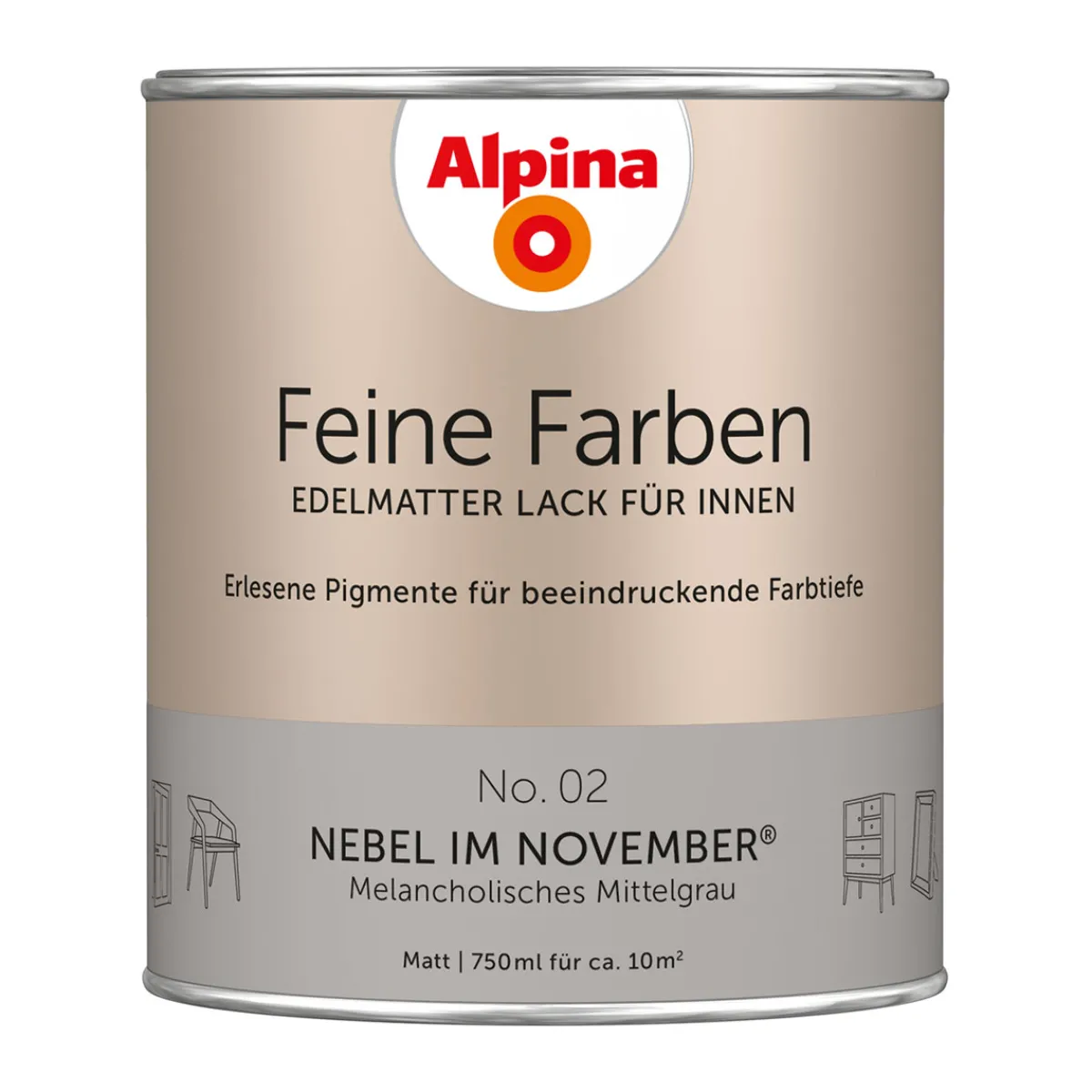 Alpina Buntlack Feine Farben Lack No 02 Nebel im November edelmatt 750ml