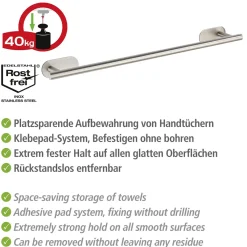 Outlet Wenko Badetuchstange Uno Orea Matt Turbo-LockEdelstahl