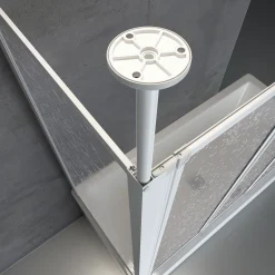 New Schulte Badewannenaufsatz 3-teilig mit Seiten-wand und Deckenstütze 1288x1400mm T750mm