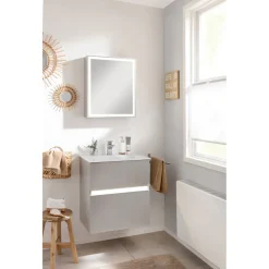 Discount BADMOBIL Spiegelschrank FOTON 52 x 63 x 14 cm Tür rechts mit LED verdeckter Sensorschalter hellgrau
