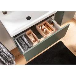 Discount BADMOBIL Waschtischunterschrank CRAFT 63 x 54 x 36 cm 2 Schubladen mit Push-To-Open grün-matt