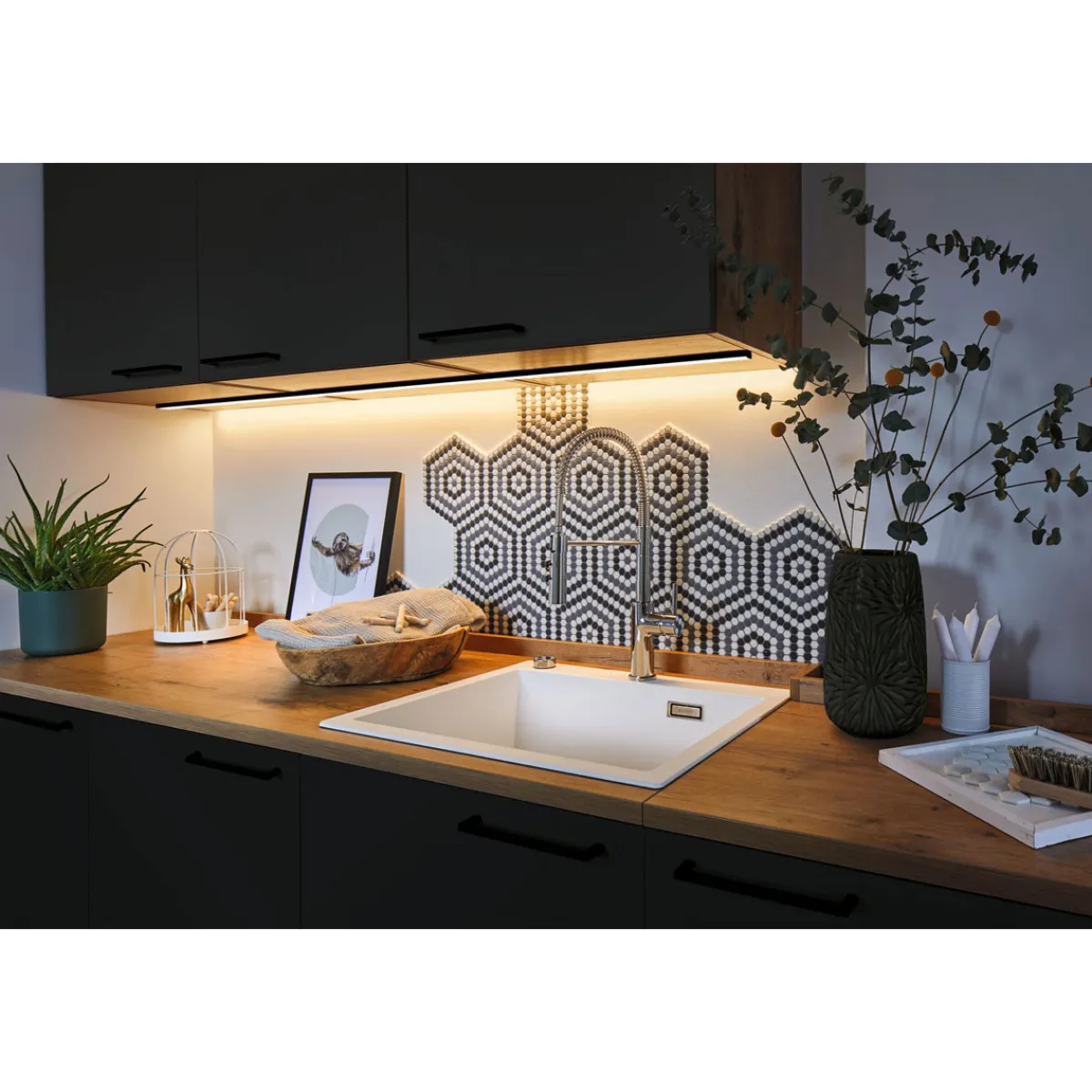 Outlet Paulmann Base Profil mit weissem Diffusor 2 mschwarz eloxiert/weiss Alu/Kunststoff