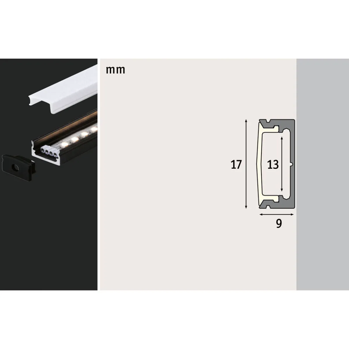 Outlet Paulmann Base Profil mit weissem Diffusor 2 mschwarz eloxiert/weiss Alu/Kunststoff