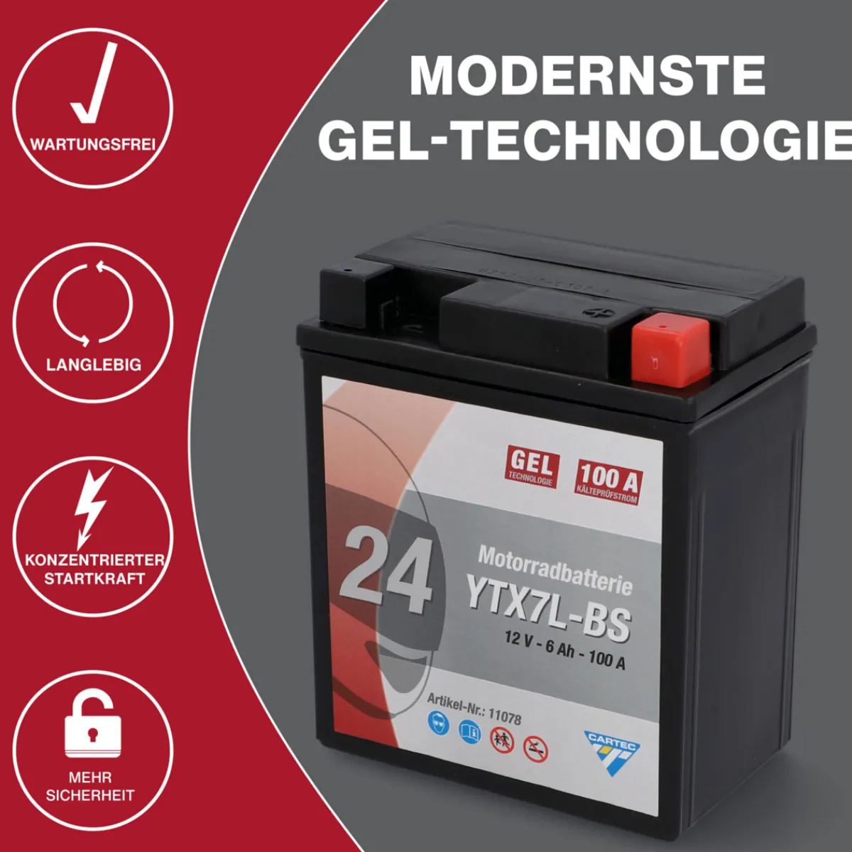 Hot Batterie GEL YTX7L-BS 7Ah 160A