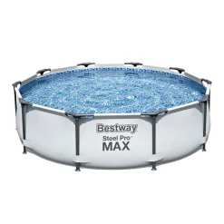 Clearance Bestway Frame-Pool-Set Steel Pro MAX mit Filterpumpe Durchmesser 305 x 76 cm lichtgrau