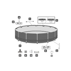 Outlet Bestway Steel Pro Max Frame-Pool-Set mit Filterpumpe Durchmesser 366 x 100 cm grau