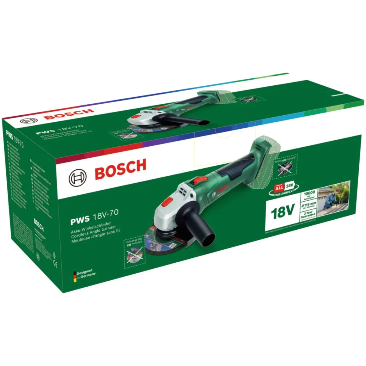 Outlet Bosch Akku-Winkelschleifer PWS18V-70 solo