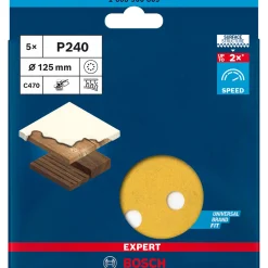 Best Bosch Professional Expert C470 Schleifpapier mit 8 Löchern für Exzenterschleifer 125 mm G 240 5- teilig