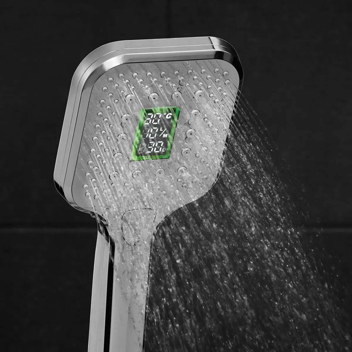 New Cornat SMARTLY Handbrause chrom mit Echtzeit-Digitalanzeige