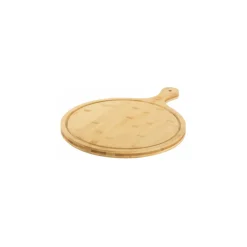 New COZZE Pizzaschneidbrett m/Griff, Bambus,Dm.350x20 mm, gesamt Laenge 460 mm
