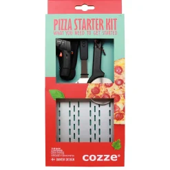 COZZE Pizza Starter Set 3-teilig Spaten Thermometer und Pizzaschneider