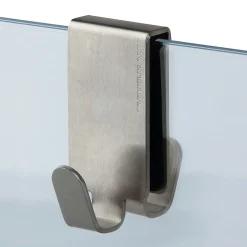 Clearance Fackelmann Doppelhaken Edelstahl 70x35 mmfuer Glaswaende von 0,6-0,8 cm