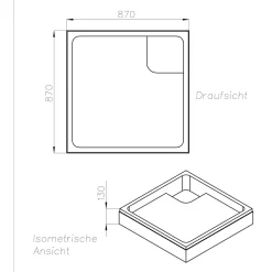 New Ottofond Duschwanne quadratisch x/3 weissKomplettset mit Traeger u. Ablaufgarnit.