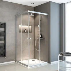 Hot Schulte Eckeinstieg 4-teilig silber klar hell1800x750-900x750-900 3-/4-mm ESG
