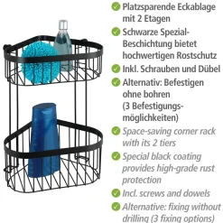 Best Wenko Eckregal 2 Etagen Classic Plus, schwarz