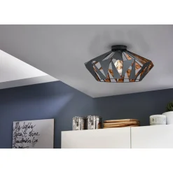 Hot Eglo LED Deckenleuchte Carlton 6 schwarz/kupfer