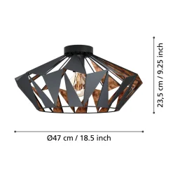 Hot Eglo LED Deckenleuchte Carlton 6 schwarz/kupfer