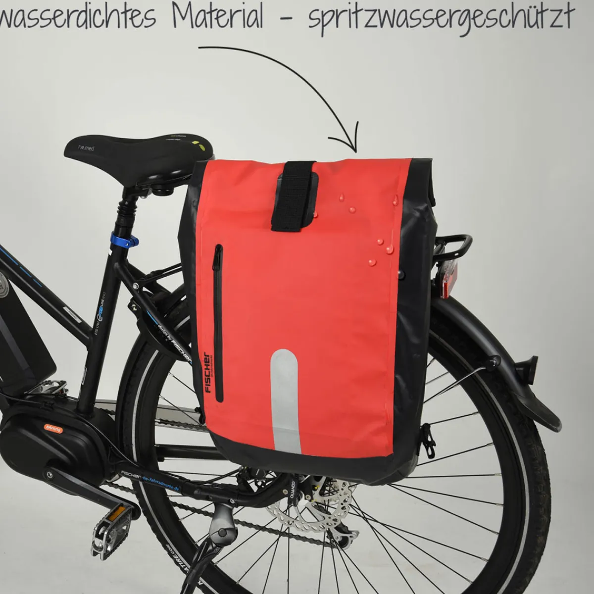 Discount Fischer Bikes Gepäckträgertasche wasserdicht schwarz-rot