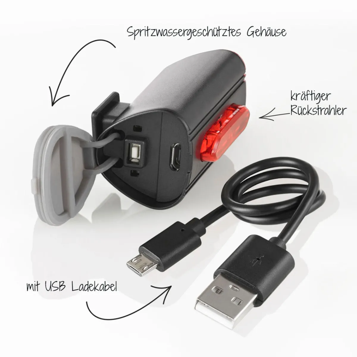 Clearance Fischer Bikes LED-Akku-Beleuchtungs-Set 3-teilig