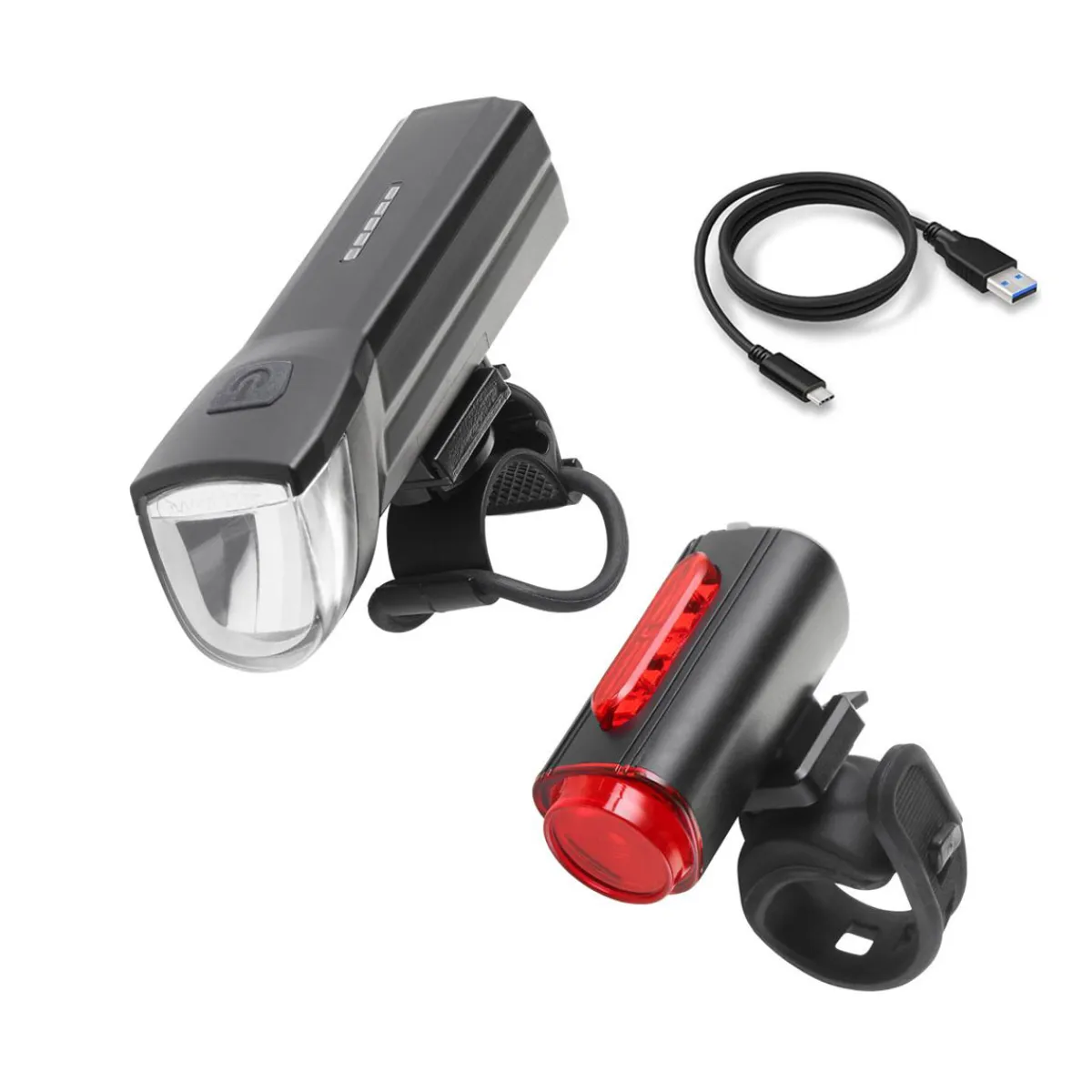 Clearance Fischer Bikes LED-Akku-Beleuchtungs-Set 3-teilig