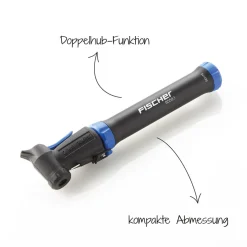Hot Fischer Bikes Mini-Pumpe mit Doppelhub reversibel silber