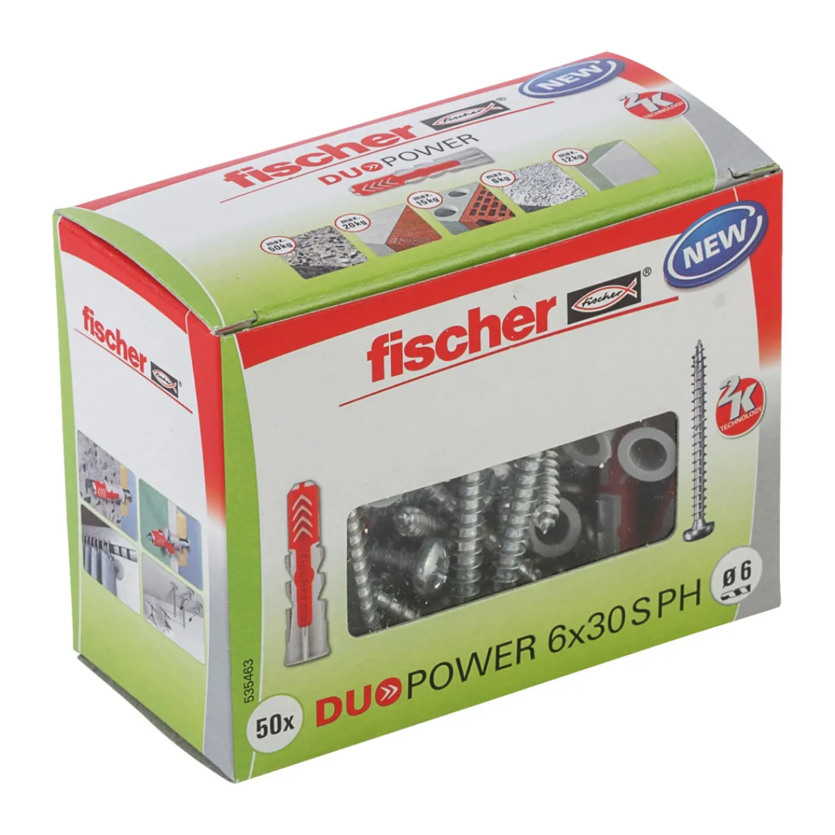 Fischer Dübel DuoPower 6 x 30 mm mit Panhead-Schraube 50 Stück
