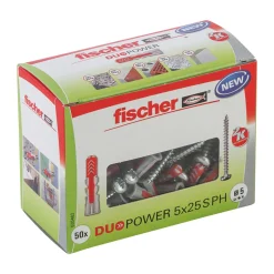 Hot Fischer Dübel DuoPower 5 x 25 mm mit Panhead-Schraube 50 Stück