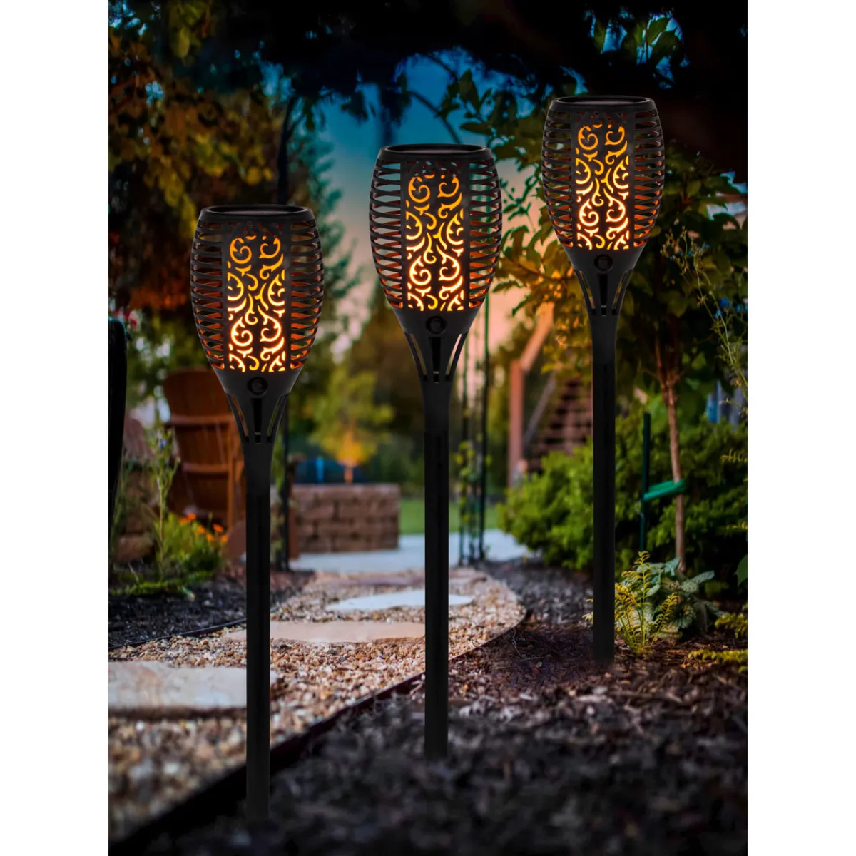 Outlet Flector Garten LED-Solar-Fackel Black inkl Flammen-Effekt