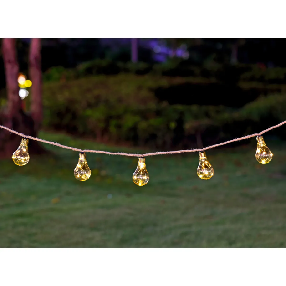 Outlet Flector Garten LED-Solar-Lichterkette Golden Vintage mit Naturfaser