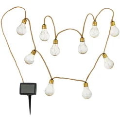 Outlet Flector Garten LED-Solar-Lichterkette Golden Vintage mit Naturfaser
