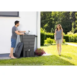 New Garantia Regentonne eckig 300 L graphite grey inkl Deckel und Hahn