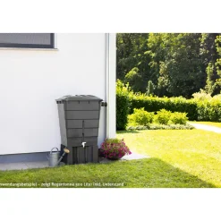 New Garantia Regentonne eckig 300 L graphite grey inkl Deckel und Hahn