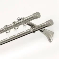 New Gardinia Gardinenstange Memphis mit Innenlauf Durchmesser 16 mm 120 cm Edelstahl-Optik