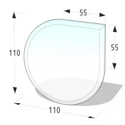 Clearance Glasbodenplatte 110x110 cm8 mm, Tropfenform, Klarglas