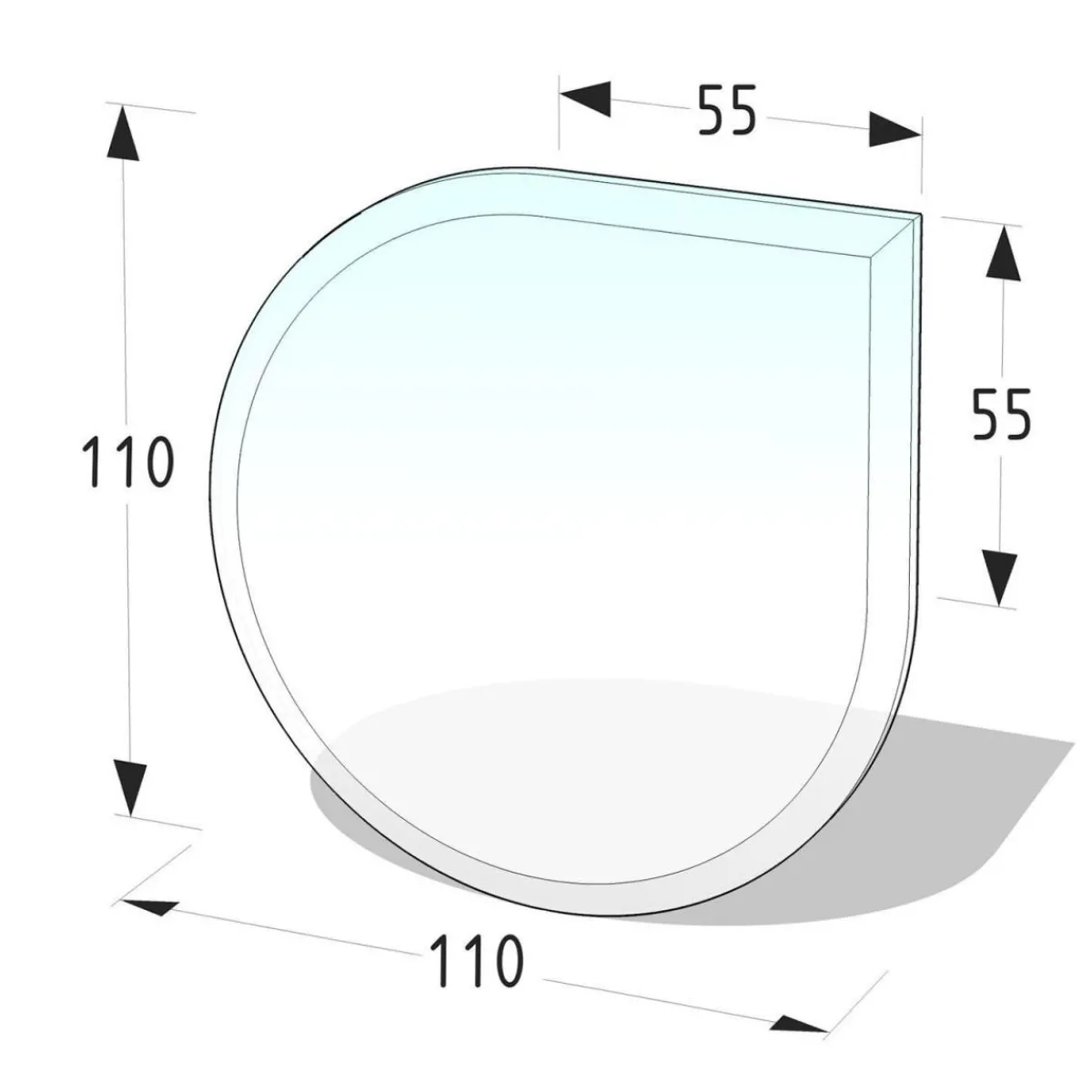 Clearance Glasbodenplatte 110x110 cm8 mm, Tropfenform, Klarglas