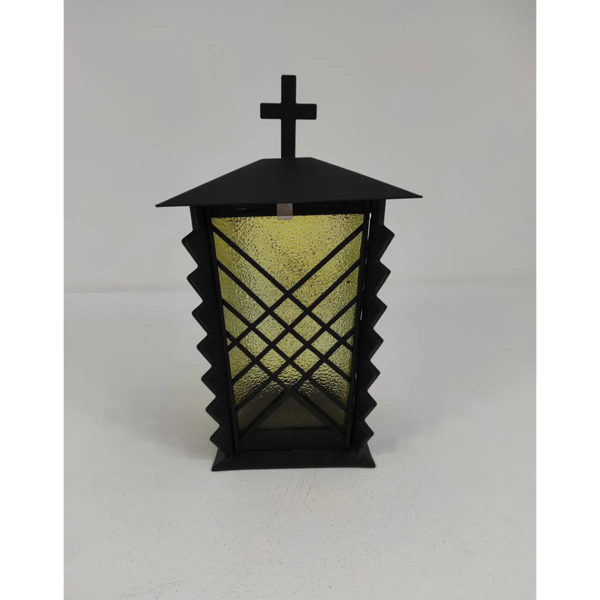 New Grablaterne Metall schwarz grünes Glas