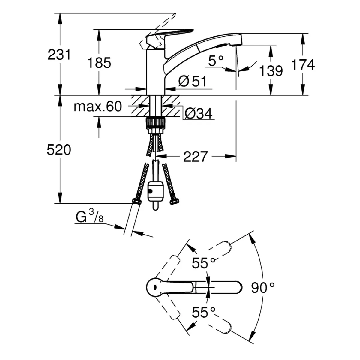 New Grohe Einhand-Spültischbatterie Start 1/2"