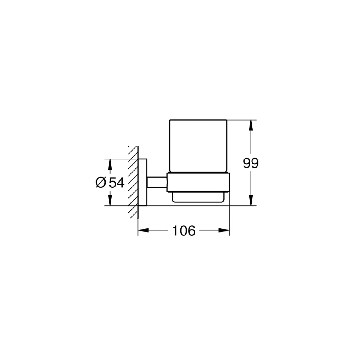 New Grohe Halter mit Glas Essentials silber 10,6 x 9,9 cm