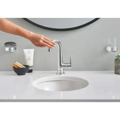 New Grohe Halter mit Glas Essentials silber 10,6 x 9,9 cm