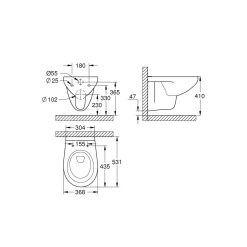 Outlet Grohe Wand-Tiefspül-WC Bau alpinweiß 36,8 x 41 x 53,1 cm