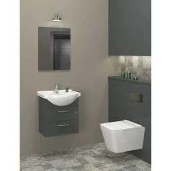 Best Gäste Waschbeckenunterschrank Mika, anthrazit, inkl. Keramikbecken, 2 Auszüge, B51cm