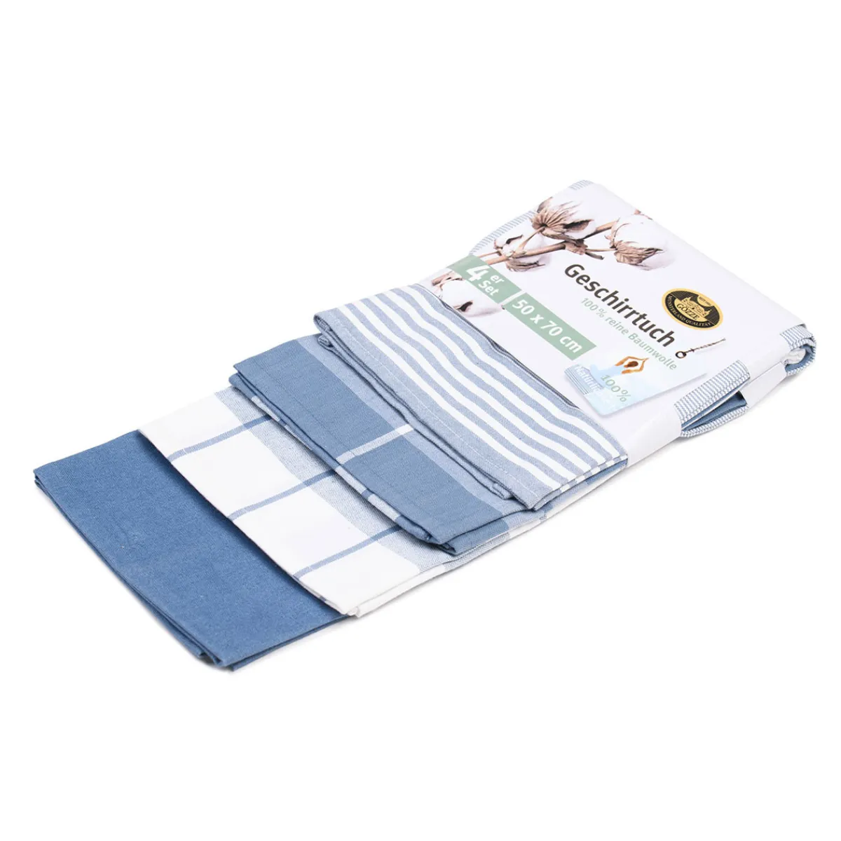 Clearance Gözze Geschirrtücher 100% Baumwolle 4er Pack 50x70cm blau