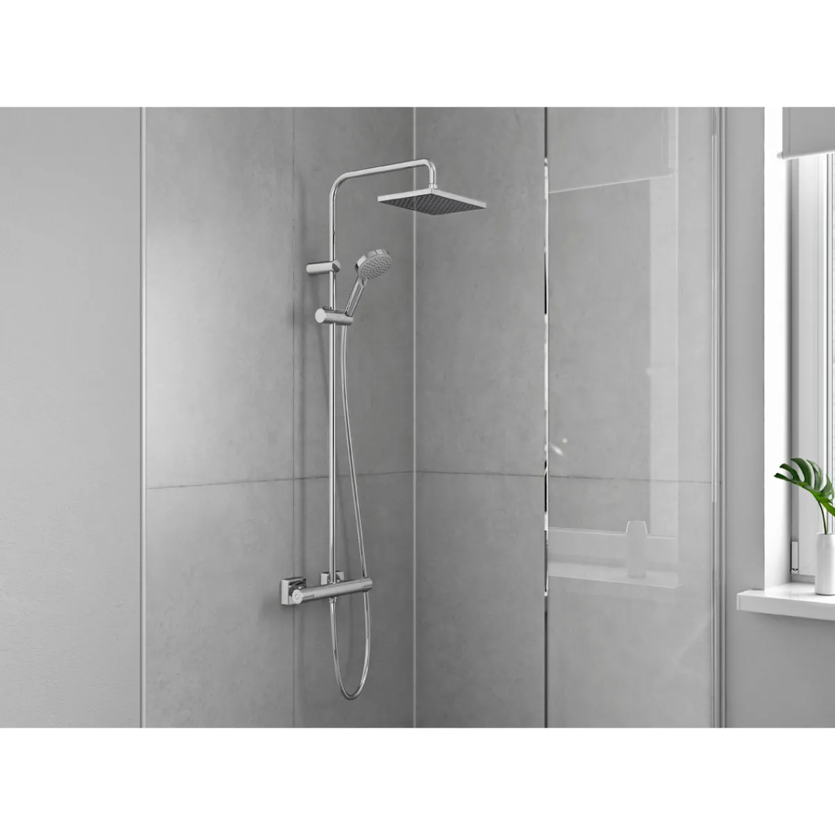New Hansgrohe Duschsystem Vernis Shape mit Thermostat chrom