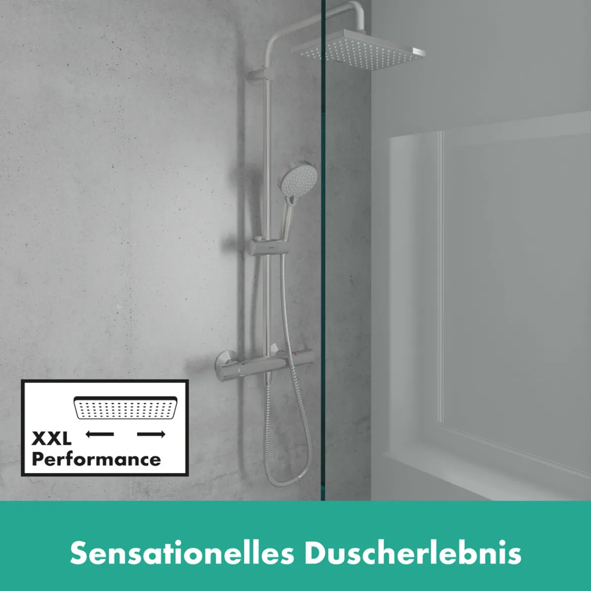New Hansgrohe Duschsystem Vernis Shape mit Thermostat chrom