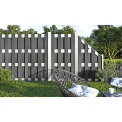 Online Hartmann Zaun Grundelement WPC/Alu 180x180 cm anthrazit / silber