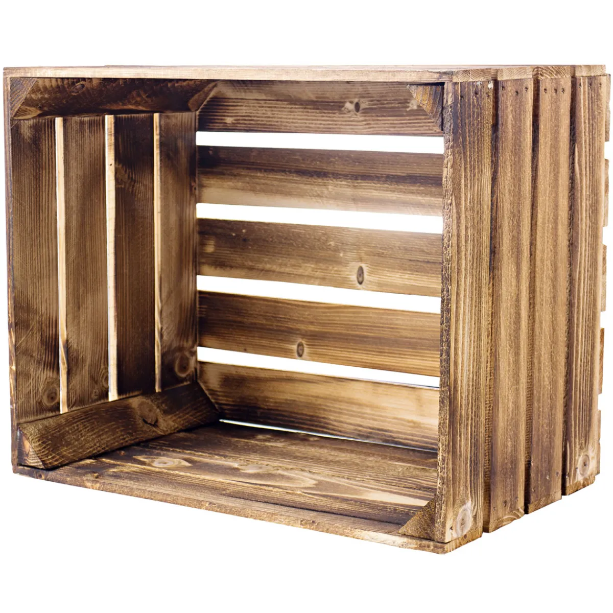 New Holzkiste geflammt 50 x 40 x 30 cm
