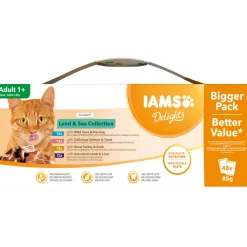 New IAMS Nassfutter Delights Erwachsen Mix in Gelee 48 x 85 g
