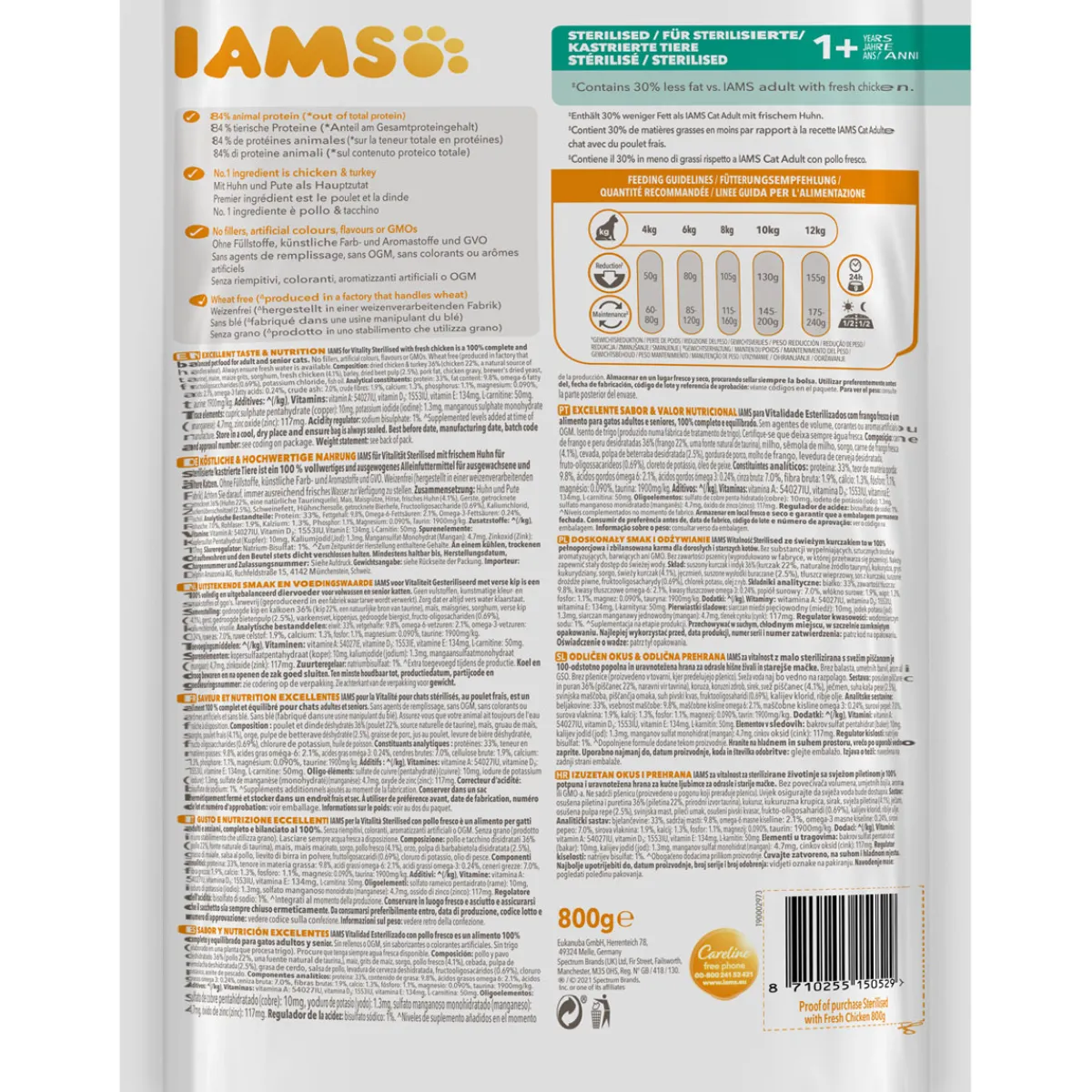 Hot IAMS Trockenfutter Vital Katze Sterilisiert Huhn 800 g