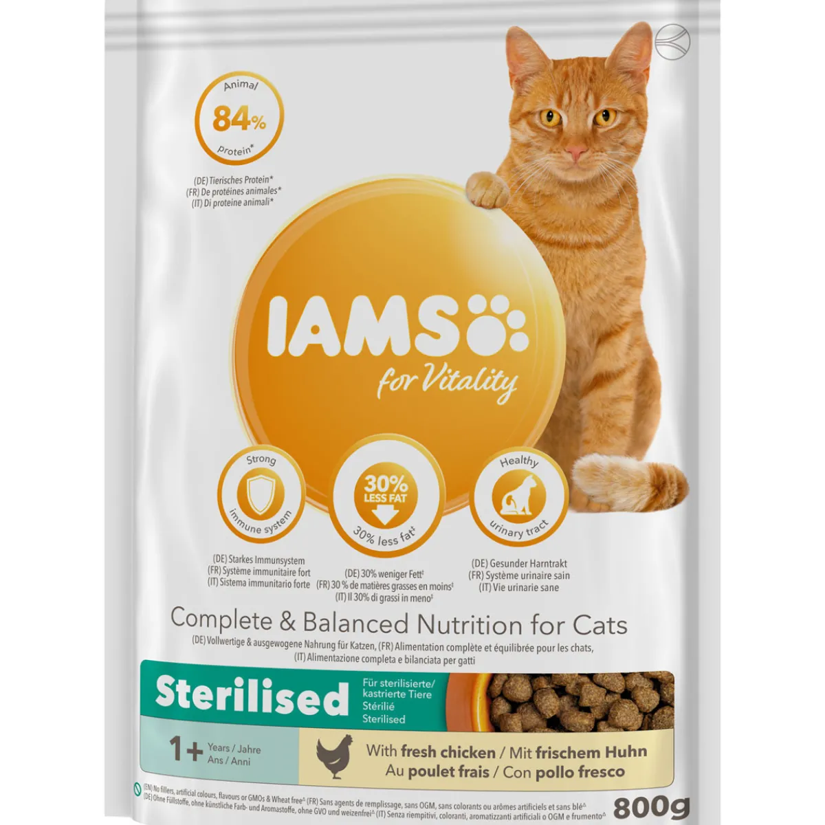 Hot IAMS Trockenfutter Vital Katze Sterilisiert Huhn 800 g